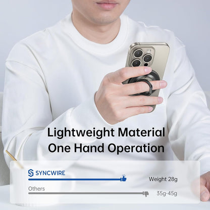 Syncwire Magnetic Phone Ring Holder for MagSafe, Magnetic Ring Holder Cell Phone Grip Stand Finger Ring Kickstand with Two-Sided Magnetic Compatible iPhone 16 Pro Max 15 14 13 12 Android - Titanium