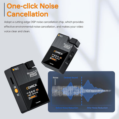 COMICA BoomX-D2 PRO Wireless Lavalier Microphone for iPhone Android Camera PC, Lapel Mic with 16GB Storage, Safety Audio Track, Noise Cancellation, Lav Mic for YouTube TikTok Video Recording