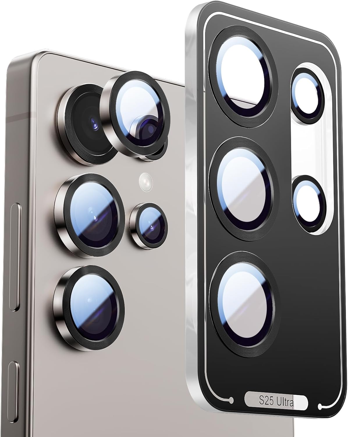 X-it Camera Lens Protector for Samsung S25 Ultra, 9H Tempered Glass, Independent Metal Aluminum Edge Original Protection Design, Suitable for Phone Case, Anti-scratch, Anti-reflective,Pinkgold