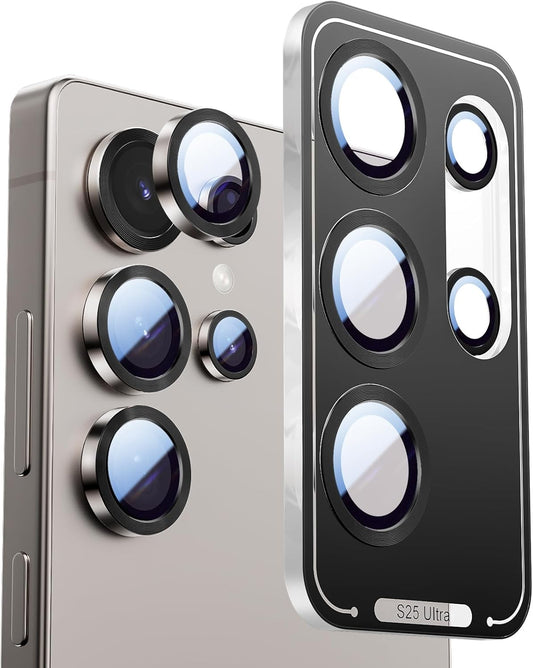X-it Camera Lens Protector for Samsung S25 Ultra, 9H Tempered Glass, Independent Metal Aluminum Edge Original Protection Design, Suitable for Phone Case, Anti-scratch, Anti-reflective,Pinkgold