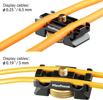 MINIFOCUS Camera Cable Clamp with Arca Swiss System, Aluminum Alloy Tether Cable Block Clip with 4 Grooves, USB Cable Lock Clip Clamp HDMI Protector for All DSLR Cameras Cable