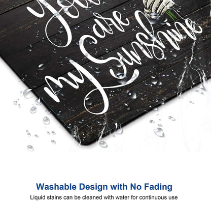 Sunflower 'You Are My Sunshine' Black Wood Gaming Mouse Mat - Square Waterproof Non-Slip Rubber Base Office Laptop Mouse Pad