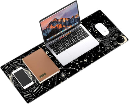 Galdas Gaming Mouse Pad XXL XL Large Long Extended Big Mousepad Non-Slip Rubber Keyboard Desk Pad with Stitched Edges for Laptop Home Office (31.5x11.8x0.08 Inch) … (Black Moon)