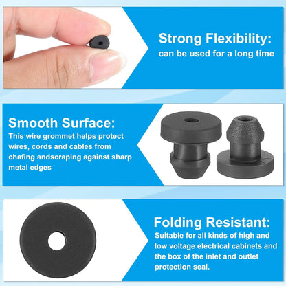 PATIKIL 4.5mm / 3/16 Inch Drill Hole,1/16 Inch ID Rubber Grommets, 15Pcs Top Hat Grommet for Wiring Eyelet Ring Gasket Automotive Firewall Cable Hole Plugs Wires Protection, Black