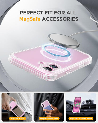 Miracase Magnetic for iPhone 16 Plus Case Full-Body Phone with Built-in Glass Screen Protector, [Compatible with MagSafe] Military Drop Proof 16 Plus Cover Bumper 6.7 inch, Matte Clear