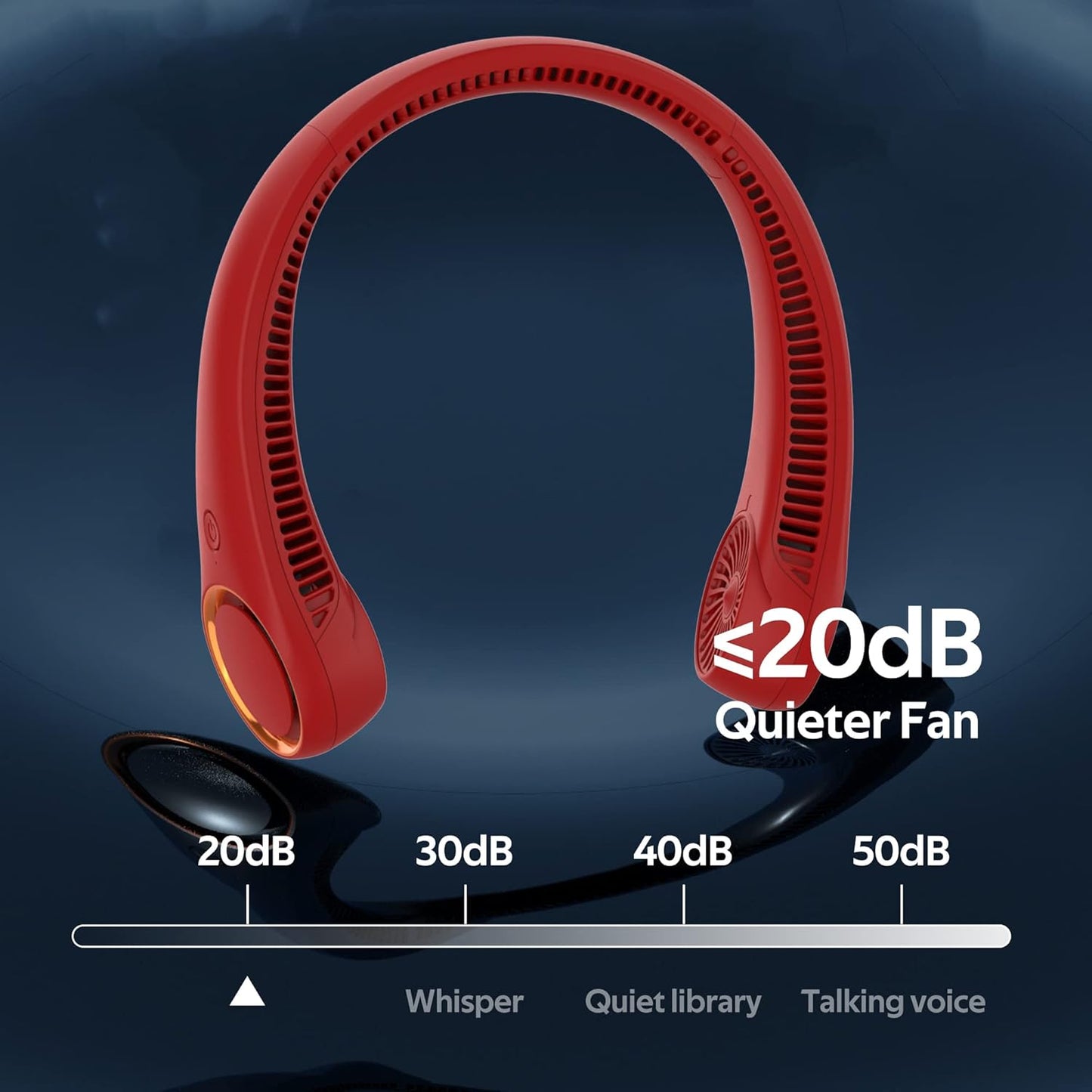 Portable Neck Fan, Hands Free Bladeless Fan, 360° Cooling Personal Fan,Wearable Quiet Fan for Outdoor Indoor, Birthday Gifts for Men Women Mom Dad, 4000mAh Battery USB Rechargeable, 3-Speeds (Red)