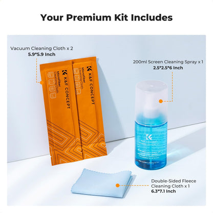 KF Concept Screen Cleaner Spray, with 2 Microfiber Cleaning Cloth, Touchscreen Cleaning Kit for LCD LED DVD TV, Smartphone, iPad, Laptop, Tablet Monitor, Computer Monitor, Electronic Devices (200ml)