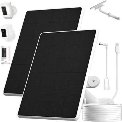 6W Solar Panel for Ring Spotlight Cam Battery & Stick Up Cam Battery (2 Pack), High-Efficiency Solar Charger with 360° Adjustable Retractable Bracket & 10ft Cable