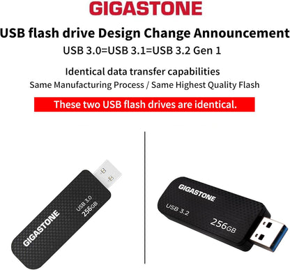 GIGASTONE 256GB Flash Drive, Z30 USB 3.2 Gen 1, 100MB/s Ultra Fast, Keychain Loop, Carbon Fiber Style, Push-Pull Design, Data Storage, Backup for PC/Mac/TV/Car, USB 2.0/3.0/3.1 Compatible