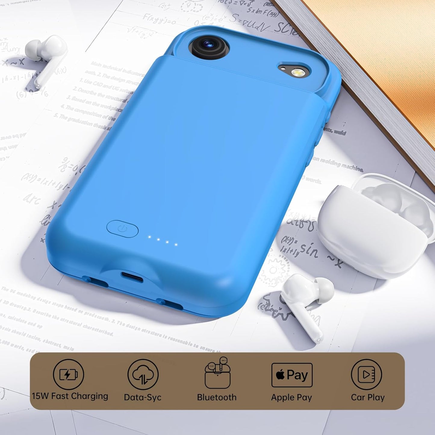 GIN FOXI Battery Case for iPhone 17 AIR, Charging Case Charger 8500mAh Ultra-Slim Lightweight Powerful Battery Pack 15W Fast Rechargeable Anti-Fall TPU Juice Box for iPhone 17 AIR (6.5") Blue