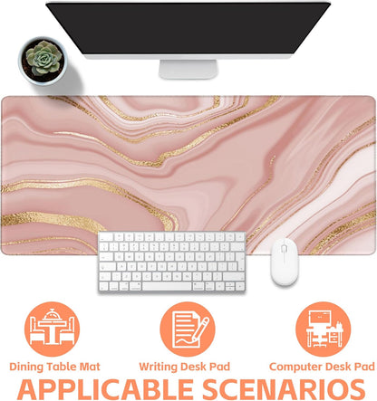 Mouse Pad Large Liquid Marble Non-Slip Gaming Desk Mat with Stitched Edge Laptop Keyboard Desk Pad for Work Home Gaming (35.4 x 15.7 Inches)