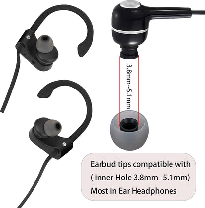 Earbud Replacement Tips Silicone Earbud Tips Ear Tips Fit Most in-Ear Earbuds(Inner Hole 3.8mm -5.1mm) Headphone Earbud Rubber Tips Eartips 9 Pairs S M L