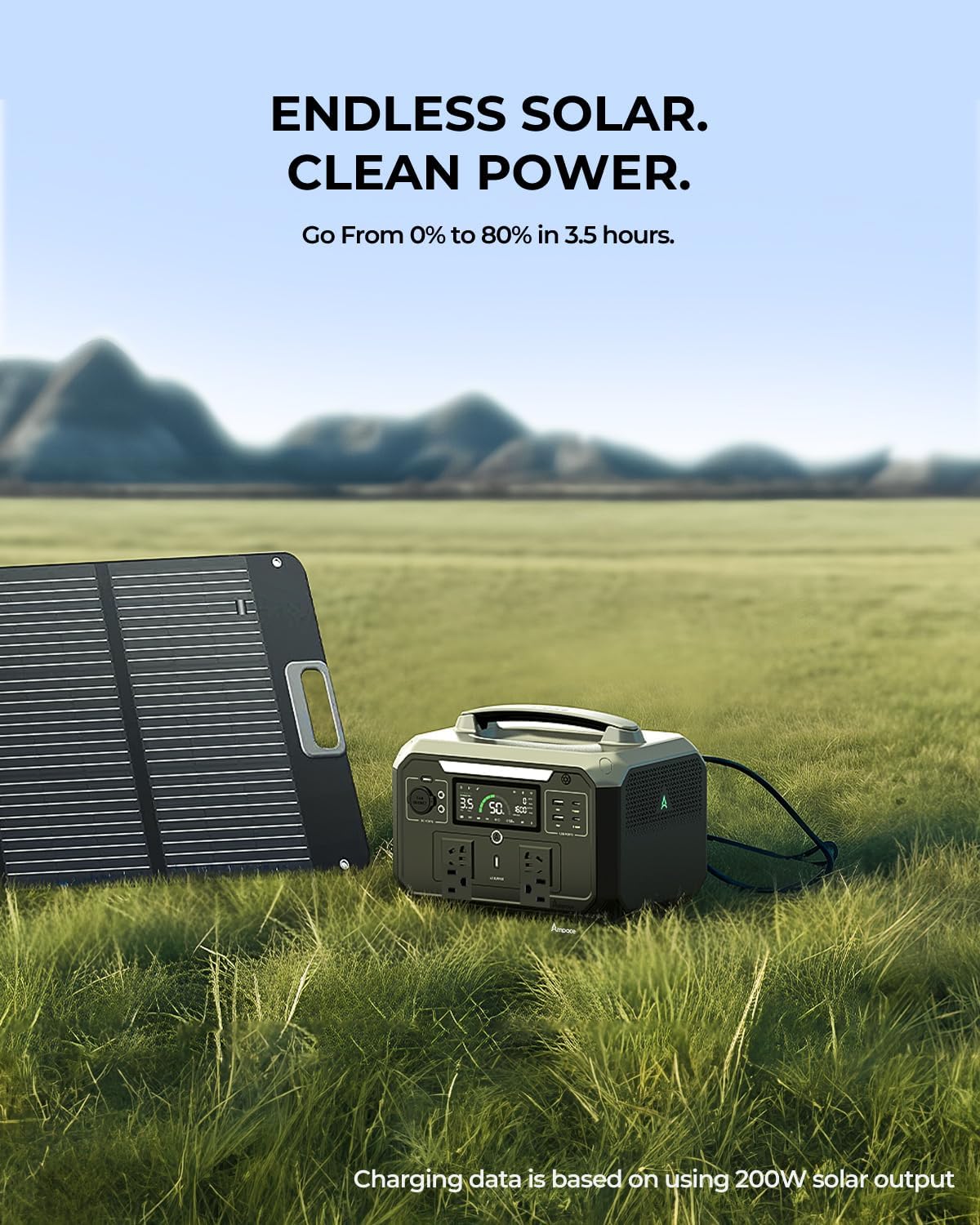 Andes 600 Pro Portable Power Station, 584Wh LiFePO4 Hybrid Battery Backup, [1 Hour 80%] Fast Charging, 600W SiCPrime Solar Generator for Outdoor Camping, RVs, Home Use (Solar Panel Optional)