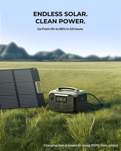 Andes 600 Pro Portable Power Station, 584Wh LiFePO4 Hybrid Battery Backup, [1 Hour 80%] Fast Charging, 600W SiCPrime Solar Generator for Outdoor Camping, RVs, Home Use (Solar Panel Optional)