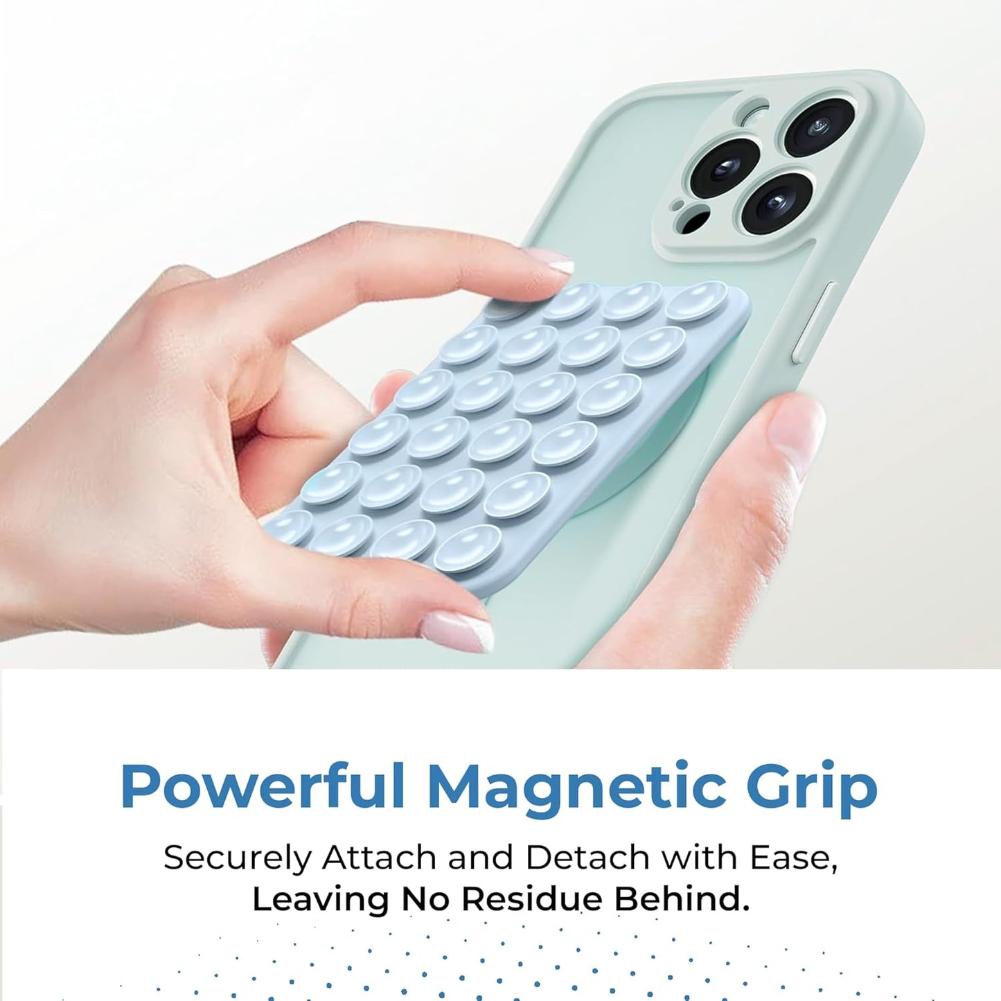 Sucky Upgraded Magnetic Suction Cell Phone Grip for MagSafe Case, Silicone Octo Cup Buddy Holder, Durable Magnet Phone Accessory for iPhone and Android (Black)