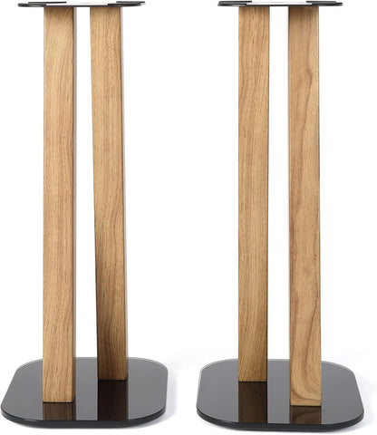EXIMUS One Pair Fixed Height Universal Speaker Floor Stands - Oak - 600 Series