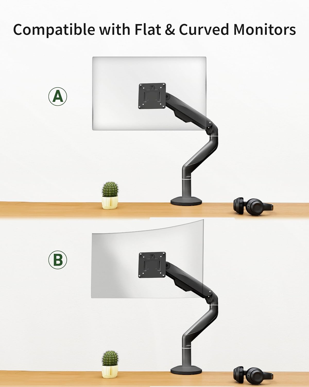 Ultrawide Single Monitor Mount, Adjustable Gas Spring Monitor Arm for 17 to 49 inch Screens, 75/100 Vesa Mount, Black