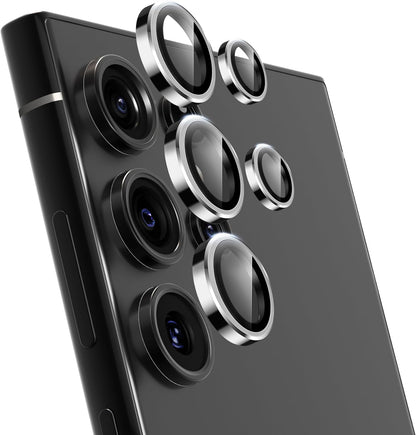 For Samsung Galaxy S24 Ultra Camera Lens Protector, Individual Lens Protector, Ultra HD 9H Tempered Glass Screen Protective Cover, Anti-scratch, Military Grade Drop Protection 2 Set. (Titanium Silver, S24 Ultra)