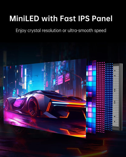 KTC 27 Inch Dual Mode Mini LED Monitor - 4K UHD at 160Hz & 1080P FHD 320Hz Gaming Monitor, 65W Type-C Port, HDR1400 Fast IPS Panel, Adaptive-Sync, HDMI 2.1 & DP 1.4, Height Adjustment, VESA Wall Mount