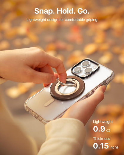 andobil [2025 Upgraded] Double-sided Magnetic Phone Grip for MagSafe [Sability Max] Strong Magnetic Phone Ring Holder Compatible with MagSafe Accessories, iPhone 16 Plus 15 14 13 12 Pro Max Mini Brown