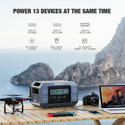 GRECELL Portable Power Station 1000W with Solar Panel 200W,999Wh Solar Generator with Panels Included, 60W USB-C PD Output, 110V Lithium Battery Pack Kit for Outdoor Camping Travel Home (Peak 2000W)