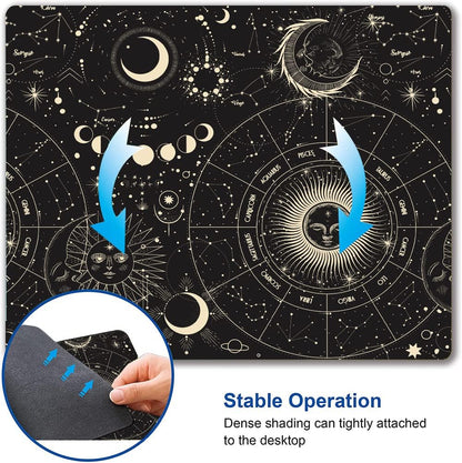 Hokafenle Mouse Pad, Square Personalized Computer Mouse Pads with Planet Design, Washable Mouse Mat, Gaming Office Home Non-Slip Rubber Base Mousepad, Moon and Sun