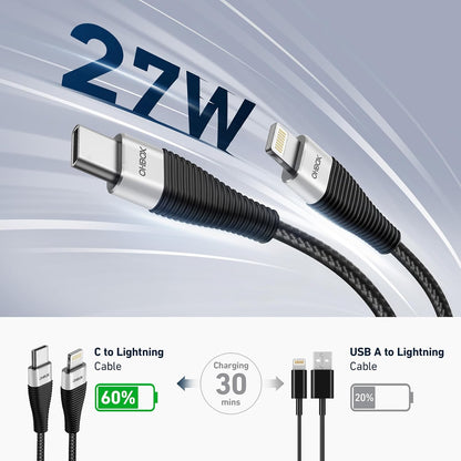 USB C iPhone Charger 10FT 2Pack, [Apple MFi Certified] Long USB C to Lightning Cable Braided Type C Fast Charging Cord for iPhone 14 13 12 11 8 7 6 6s XR/XS/SE/X, iPad - Black