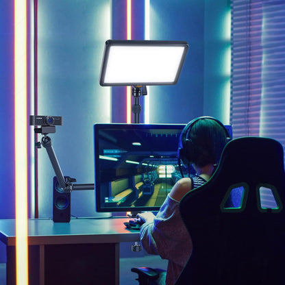 PICTRON LS11 Camera Mount Desk Stand with Auxiliary Holding Arm, Flexible Overhead Camera Webcam Table C-Clamp Multi Stand for Photography Videography Live Stream