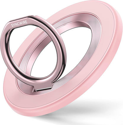 Syncwire Magnetic Phone Ring Holder for MagSafe, Magnetic Phone Ring Stand Finger Grip Kickstand with Two-Sided Magnets Compatible iPhone,Android,MagSafe Accessories, Light Pink