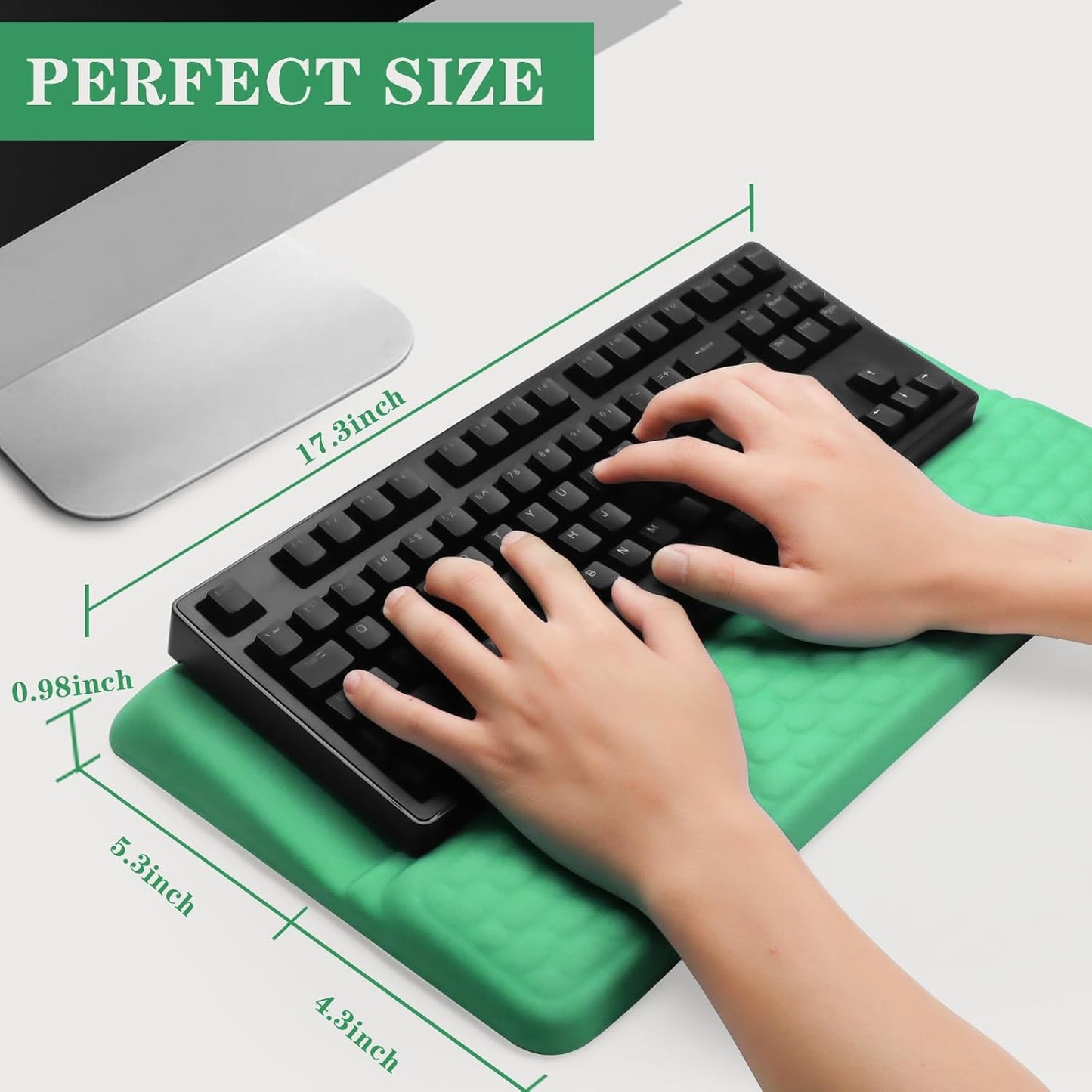 Computer Keyboard Stand Pad with Wrist Rest, Ergonomic Comfy Tilted Keyboard Stand Riser Holder Pad for Office Home (Green)