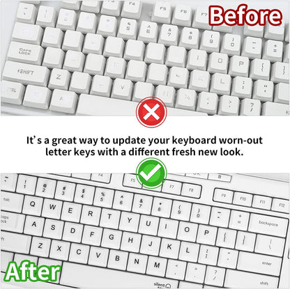 (2PCS Pack) English Keyboard Stickers, Universal Keyboard Replacement Letters English White Background with Black Lettering for Laptops Computer, Matte Keyboard Alphabet Stickers -White