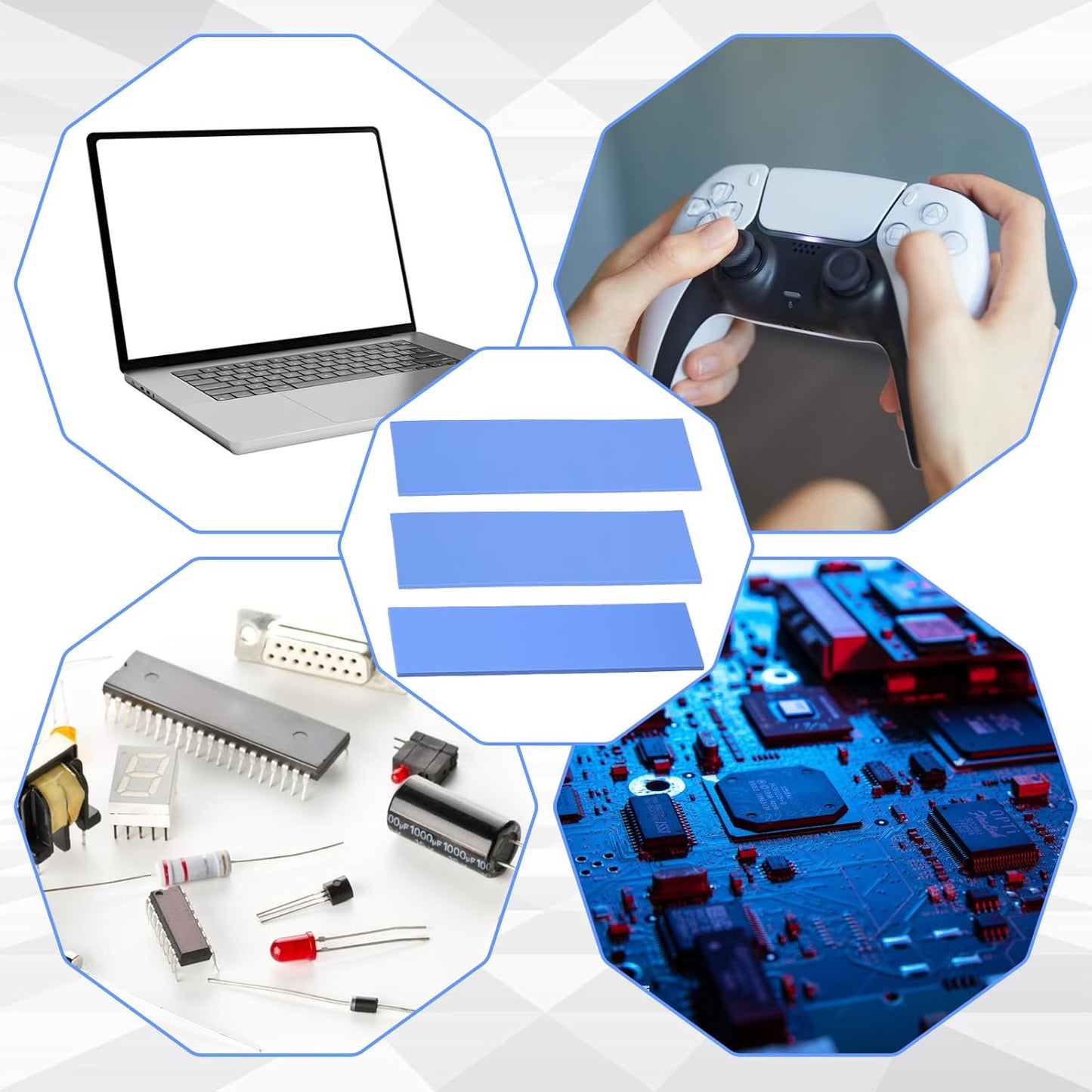 30 Pcs 2.6 * 0.8 Inches Silicone Thermal Pad Reusable CPU Thermal Pad Heat Resistant Conductive Silicone Pads Non Conductive Heat Resistance Cover for Laptop Heatsink CPU GPU LED Cooler