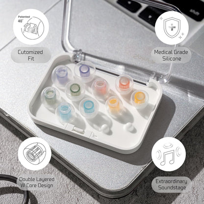 SpinFit W1 for IEM - MS - Patented Medical-Grade Silicone Ear Tips, Double W-Shaped Tube Core, More Stability