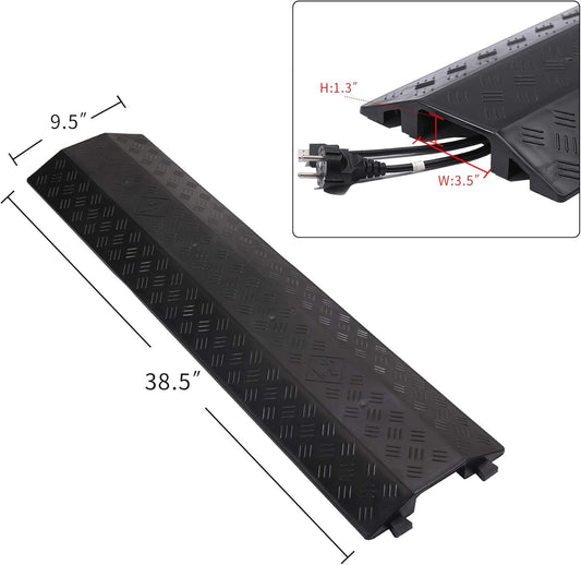 Medium 1 Piece - Floor Cord Cover Cord Protector Drop Over Drop Trak Cable Ramp for Office Warehouse - Black