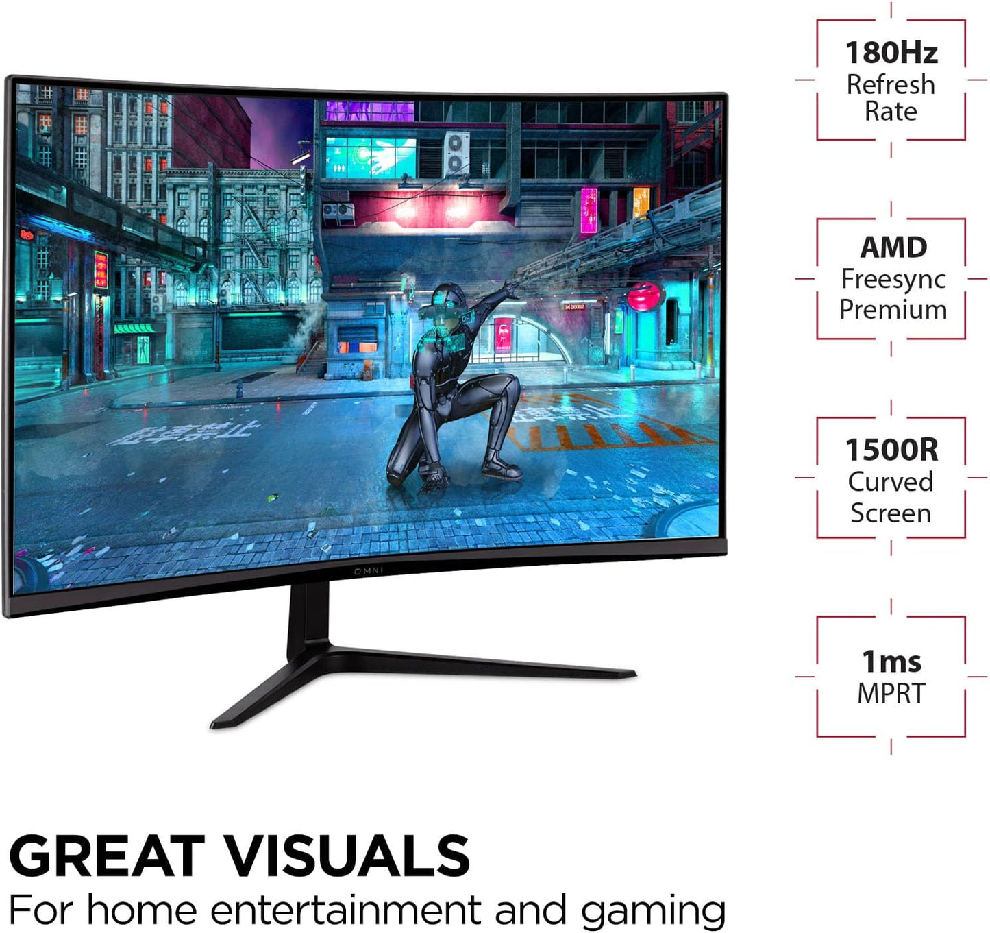 ViewSonic VX3218-PC-MHD 32 Inch Curved 1080p 1ms 180Hz Gaming Monitor with FreeSync Premium, Eye Care, HDMI and Display Port
