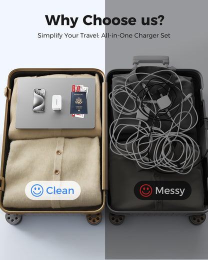 SUPERONE Retractable iPhone Charger, 4-Port USB C Charger Block, iPhone Chargers Fast Charging with Dual USB C Cable, Wall Chargers for iPhones 16/15/14/13/12/11 Series, Pad, Samsung, Pixel