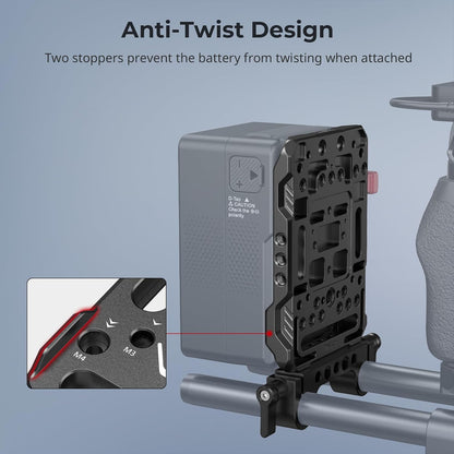 SMALLRIG V Mount Battery Plate, V-Lock Battery Plate with Dual 15mm Rod Clamp, 1/4"-20 & 3/8"-16 Threaded Holes V Mount Battery VB99 SE / VB99 / VB99 Pro, for Neewer PS099E