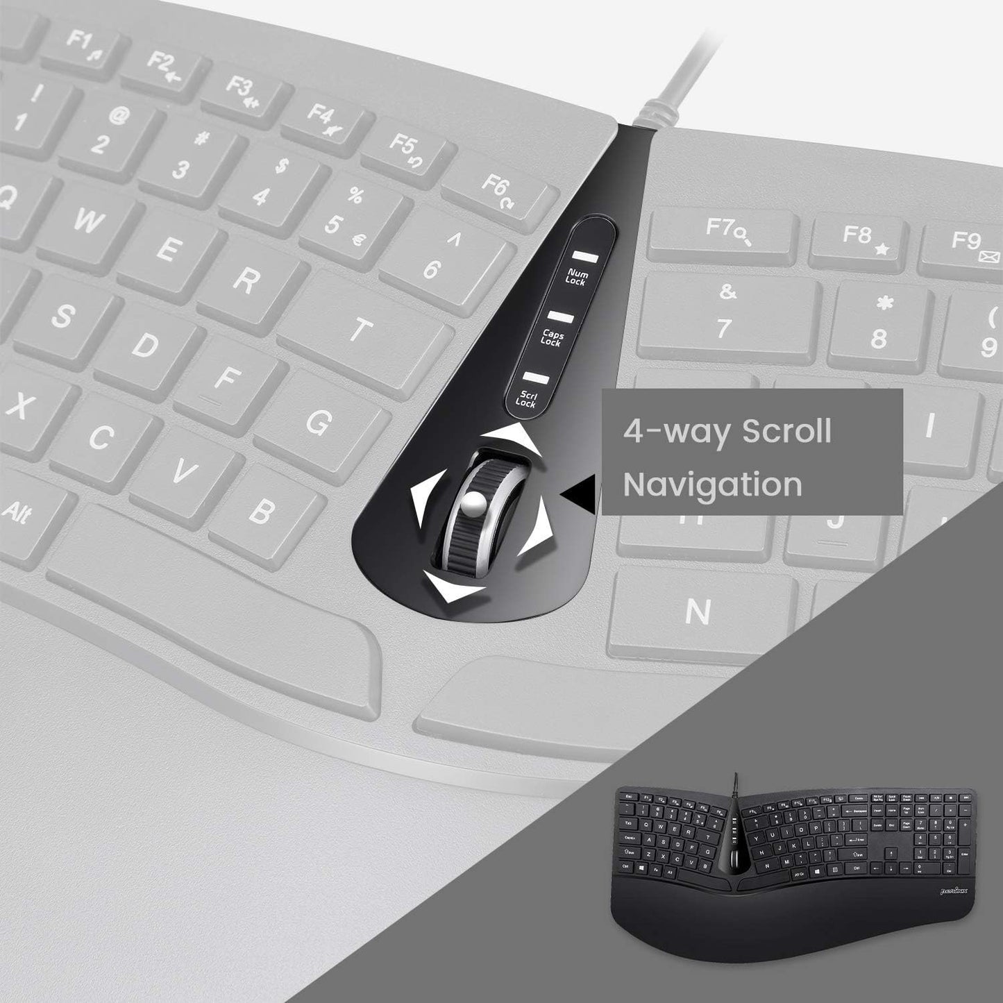 Perixx Periduo-505, Wired USB Ergonomic Split Keyboard and Vertical Mouse Combo with Adjustable Palm Rest and Short Tactical Membrane Keys, US English Layout
