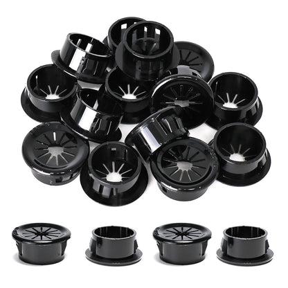 25 Pcs Cable Grommet, Snap Bushing 3/4" (19 mm) Mounting Diameter, Flexible Petal-Shaped Buckle Round Nylon Desk Grommet for Wires Through Countertop Cord Organizer and Protection, Black