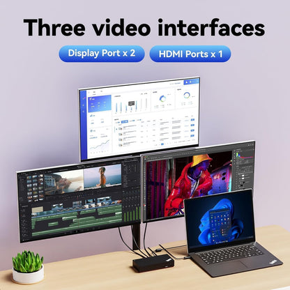 Thinkpad 40AY0090 Universal Hybrid USB-C with USB-A Docking Station for Lenovo Laptop, 3 External Displays, Comes with ITSPWR HDMI 4K Cable + DP Cable+ Cleaning Cloth