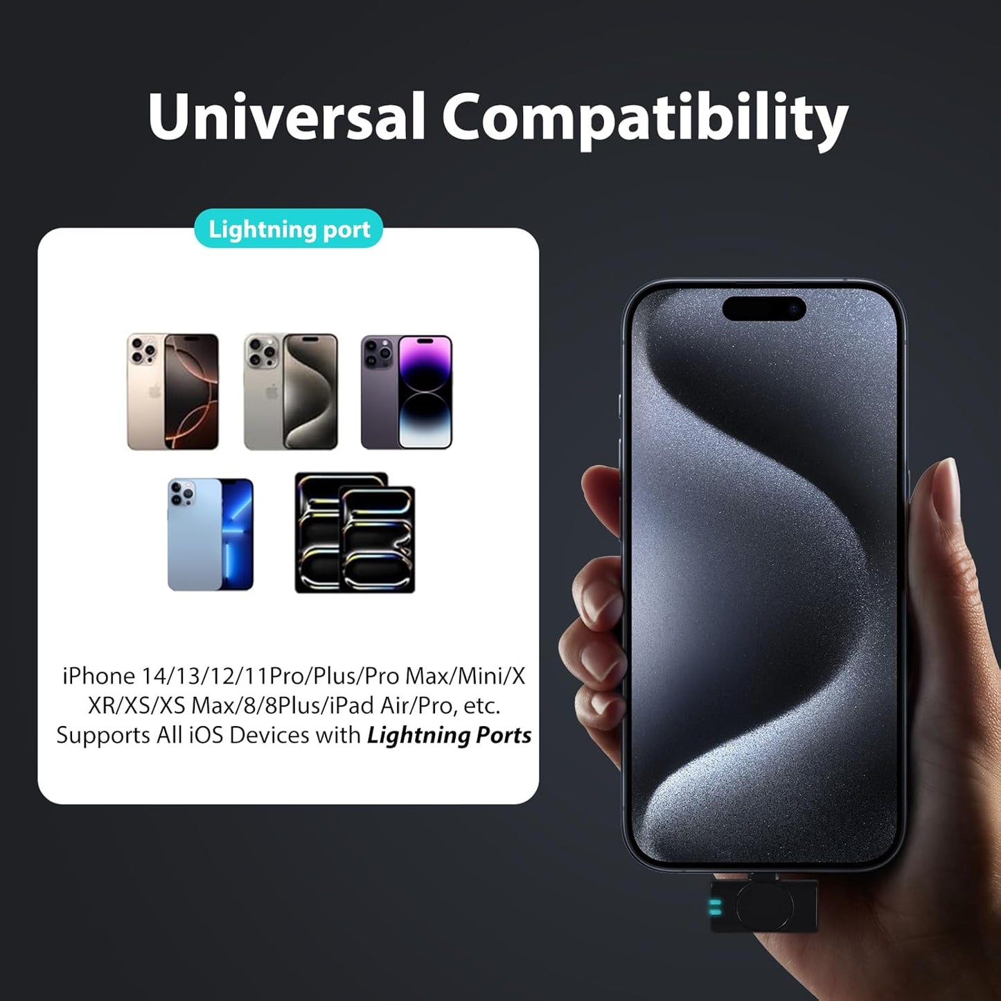 Wireless Lavalier Microphone with Charging Case,AI Noise Reduction,30H Endurance Time,Mini Wireless Microphone for iPhone 14/13/12/11/X with Lightning ,Mini Mic for Video Recording,YouTube,Vlogging