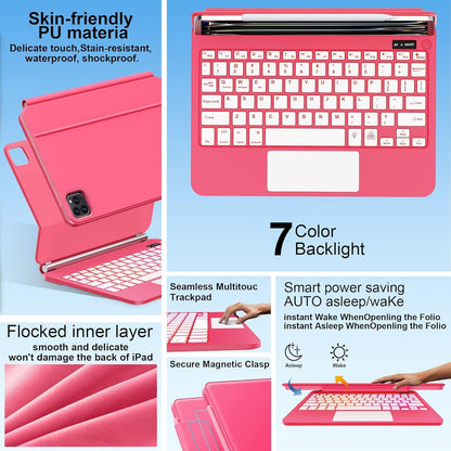 for iPad Pro 13 Inch Case with Keyboard (M4, 2024)，Magic-Style Magnetic – 7 Colors Backlight -Floating Cantilever Stand - Multi-Touch Trackpad Keyboard Case for iPad Pro 13 (Rose Red)