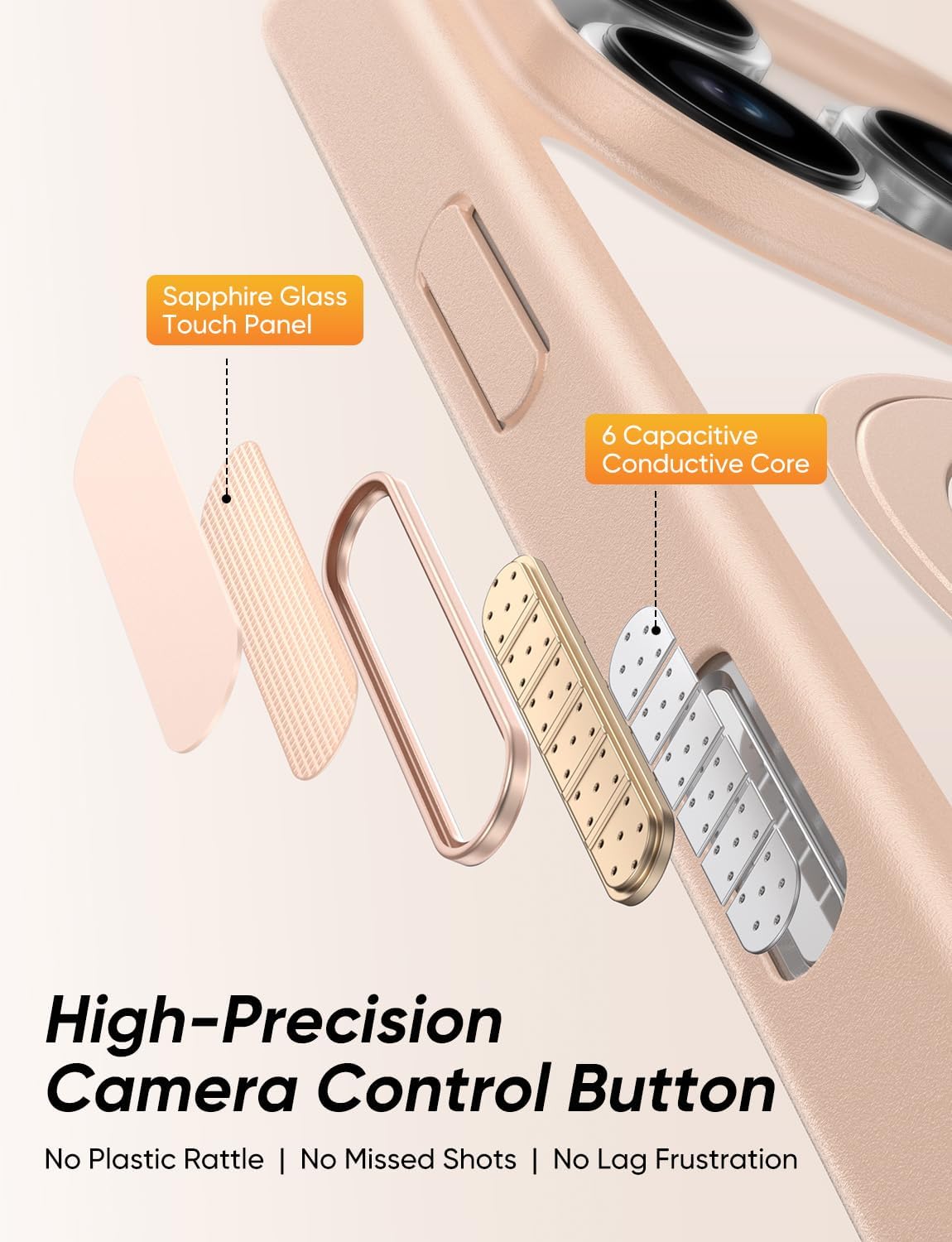 MAGIC JOHN 360° Rotatable Magnetic Invisible Stand for iPhone 16 Pro Max Case [Camera Control Button] [Compatible with MagSafe] 16FT Shockproof for iPhone 16 Pro Max Case with Kickstand, Rose Gold