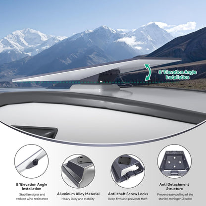 XLTTYWL Starlink Gen 3 Mount, Premium Heavy Duty Starlinks Gen3 Standard Mobility Roof Mount for Gen 3/V3 Starlink Flat Standard Dishy Fits RV, Boat, Wood, Metal, Plastic or Slotted Vehicle Rails
