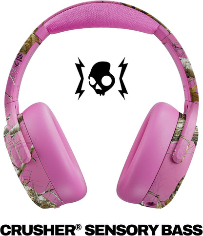 Skullcandy Crusher ANC 2 Wireless Over-Ear Bluetooth Headphones with Multi-Sensory Bass, Active Noise Cancelling, Up to 60 Hours Battery, Microphone for iPhone Android - Realtree Edge Colors Pink