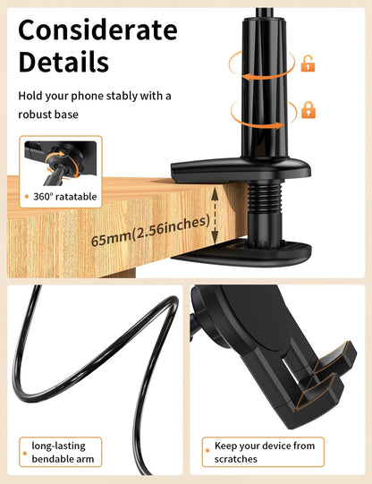 Tablet Stand, Kindle Holder for Reading in Bed, [Flexible Long Arm Gooseneck] [Anti-Slip] [Hands Free]Phone Holder for Bed Desk, i pad Stand for Fire/i pad/iPhone/Switch/Tablet Devices (4.7''-12.9'')