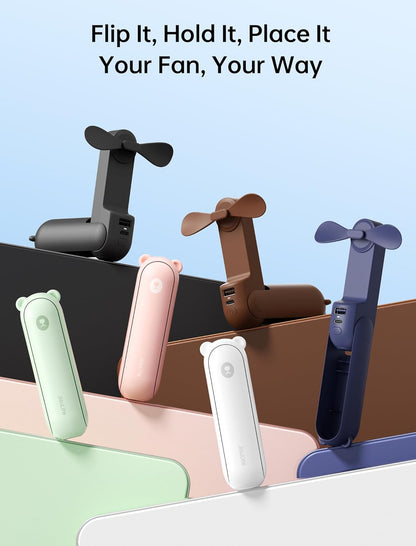 JISULIFE Handheld Mini Fan, 3 IN 1 USB Rechargeable Portable Fan [12-19 Working Hours] with Power Bank, Flashlight, Pocket Design for Travel/Summer/Concerts/Lash, Gifts for Women (Black)