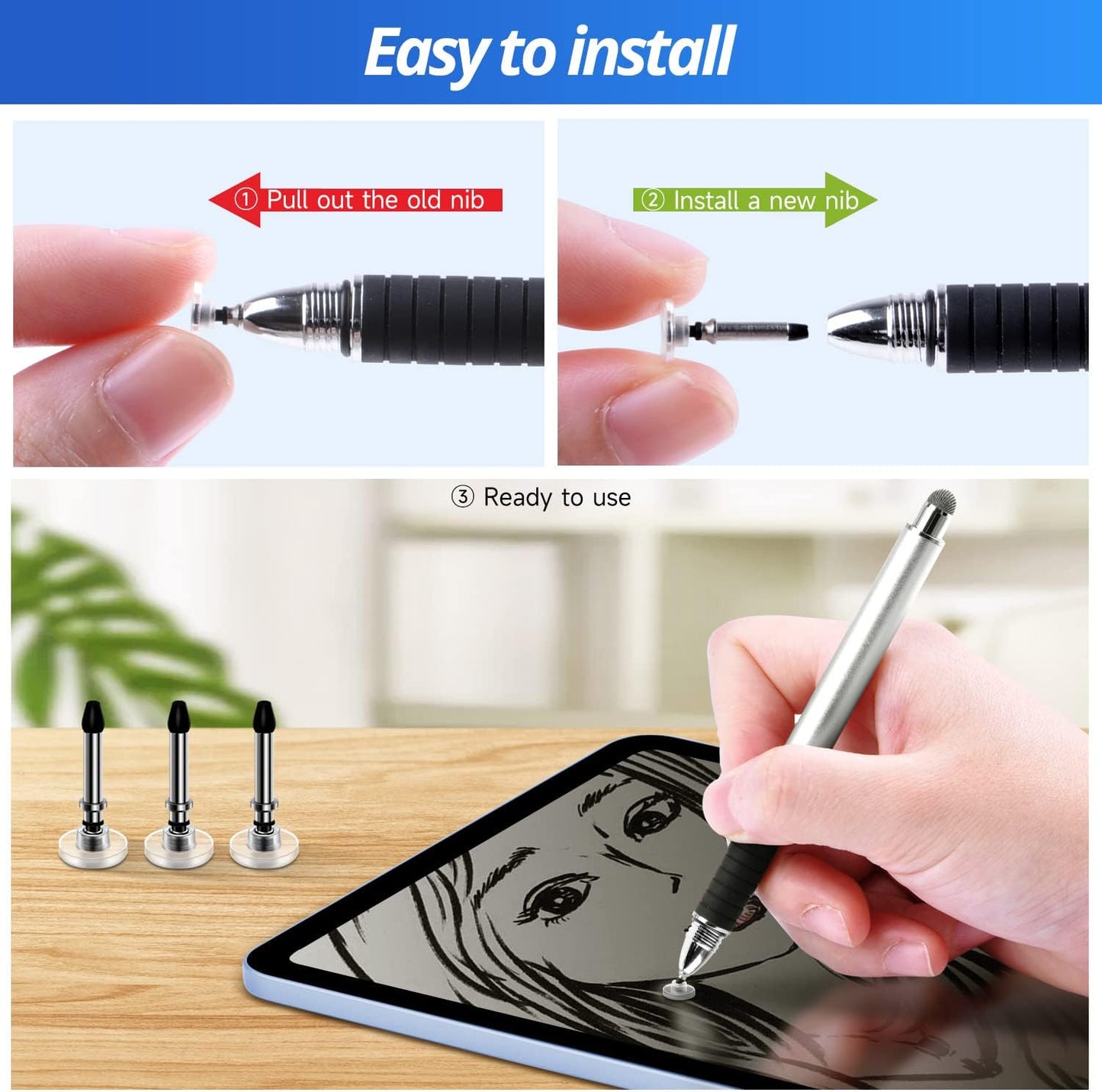 Stylus Tips Replacement Tips only [12 Pack] Passive Stylus Pen disc Universal nibs Compatible with Capacitive Touch Screen