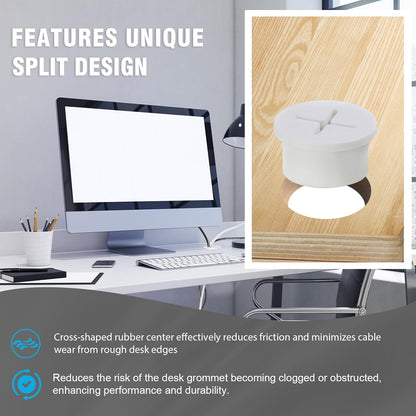 3/4" White Desk Grommet, JTemgle Flexible Cable Grommet with Bi-Metal Hole Saw Cross Rubber Cable Hole Cover Wire Organizer Caps Desktop Cord Management for Home Office TV Stands Tabletops, 13 Pieces