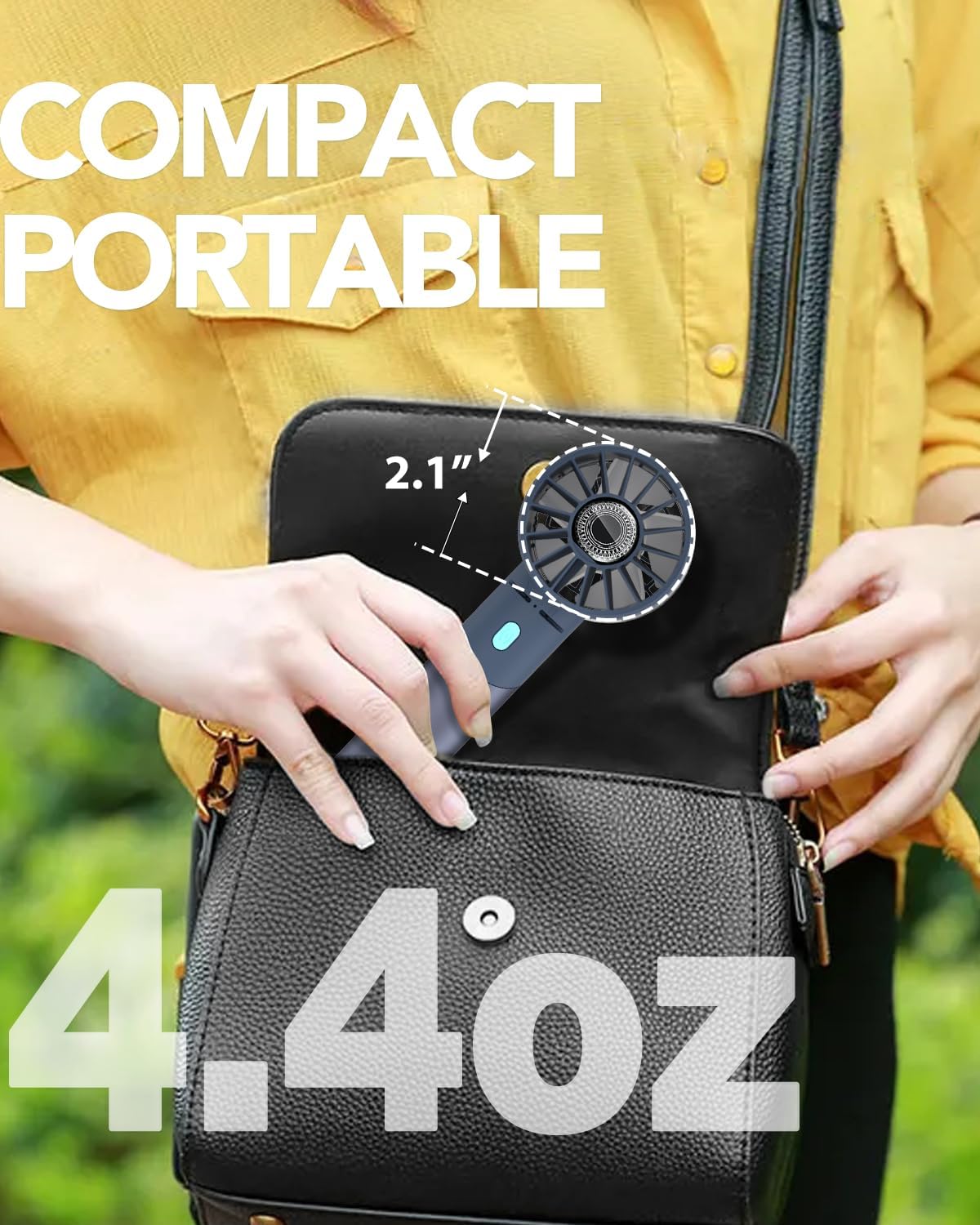 Handheld Fan, Mini Small Portable Turbo Fan, Rechargeable with 4 High Speeds Personal Fans, Max 16H Runtime, For Travel, Office, Outdoor - Dark Blue